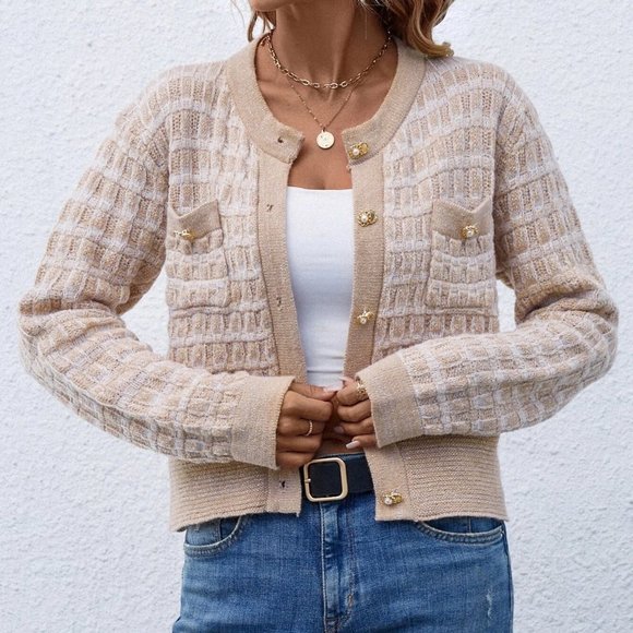 Classic Old Money Style Pocket Patched Button Front Cardigan - Picture 5 of 5